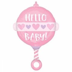Воздушный шар из фольги CIR Hello Baby, розовый, 43 x 60 см, в упаковке цена и информация | Шарики | 220.lv