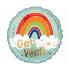 Стандартный воздушный шар из фольги Get Well Golden Rainbow S40 в упаковке цена и информация | Шарики | 220.lv