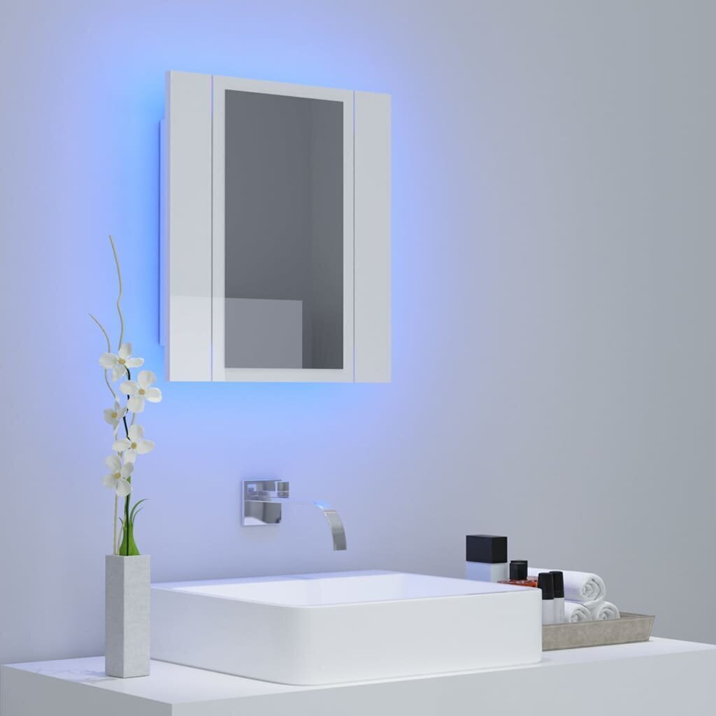 Vannas skapis vidaXL LED 40, balts цена и информация | Vannas istabas skapīši | 220.lv