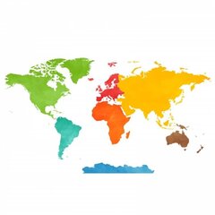 Sienas uzlīme ar krāsainu pasaules karti ar dzīvniekiem L cena un informācija | Dekoratīvās uzlīmes | 220.lv