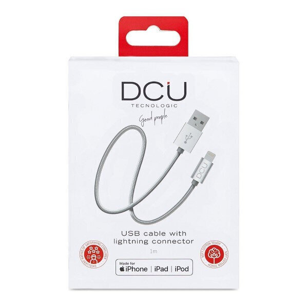 USB lādētāja kabelis Lightning iPhone DCU Sudrabains 1 m цена и информация | Savienotājkabeļi | 220.lv