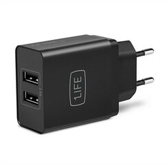 Sienas Lādētājs 1LIFE 1IFEPA2USB USB Melns cena un informācija | Lādētāji un adapteri | 220.lv