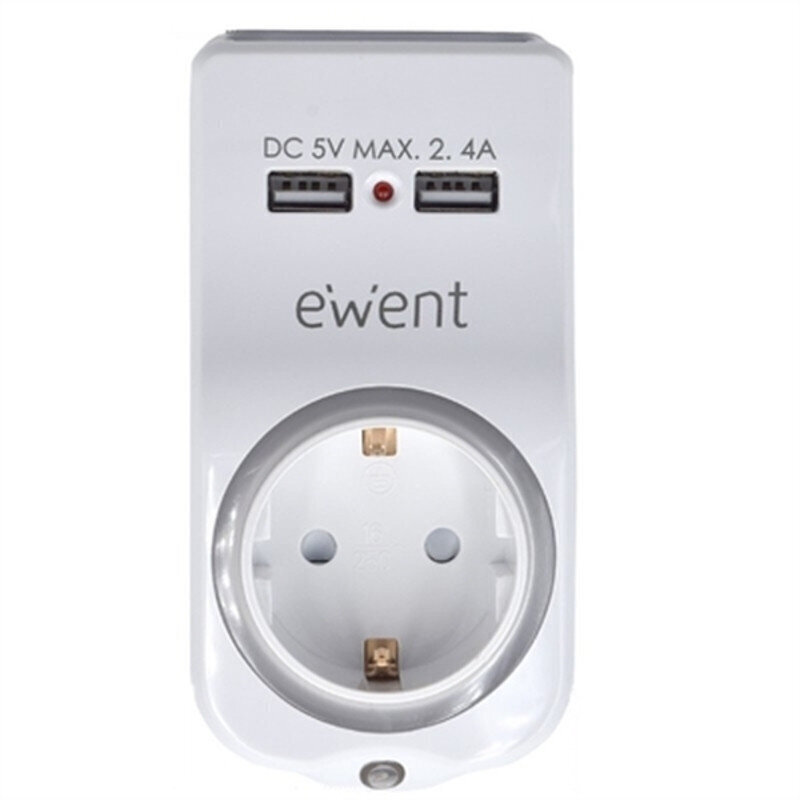 WSienas ligzda ar 2 USB Portas Ewent EW1225 16A 3680 W cena un informācija | Elektrības slēdži, rozetes | 220.lv