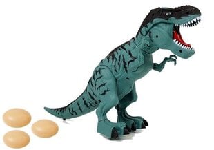 Ar akumulatoru darbināms dinozaurs, tiranozaurs, ar tvaiku dēj zilas olas cena un informācija | Rotaļlietas zēniem | 220.lv