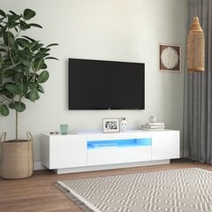 vidaXL TV skapītis ar LED lampiņām, 160x35x40 cm, spīdīgi balts cena un informācija | TV galdiņi | 220.lv