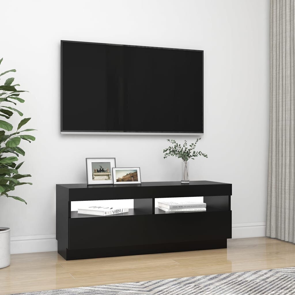 vidaXL TV galdiņš ar LED lampiņām, melns, 100x35x40 cm цена и информация | TV galdiņi | 220.lv