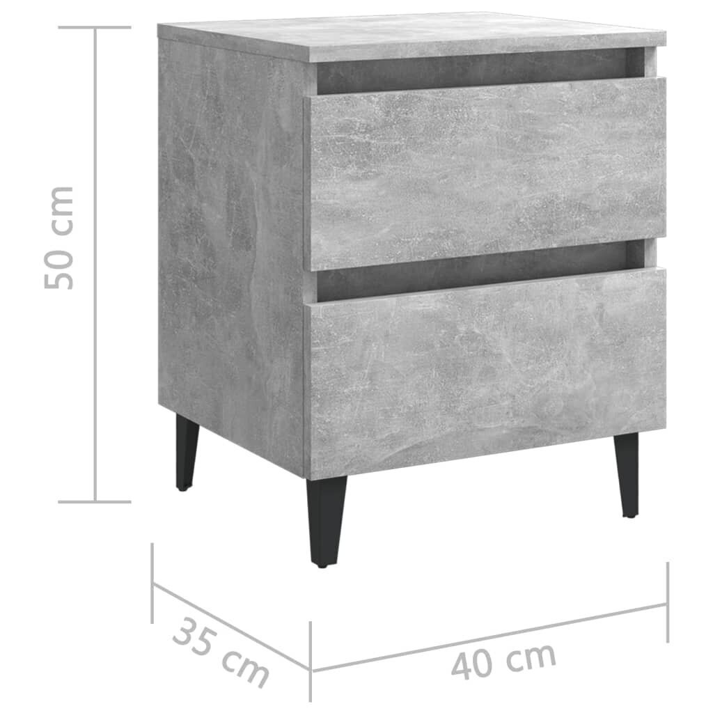 vidaXL naktsskapīši, 2 gab., betona pelēki, 40x35x50 cm, skaidu plātne цена и информация | Naktsskapīši | 220.lv