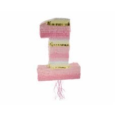 Пиньята номер 1, розовая, размер 50 х 35 х 7,5 см цена и информация | Праздничные декорации | 220.lv