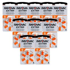 Элементы Rayovac Extra Advanced 13 для слуховых аппаратов, 60 шт. цена и информация | Батарейки | 220.lv