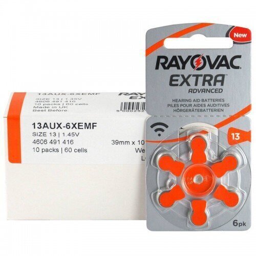 Rayovac Extra Advanced 13 elementi dzirdes aparātiem, 60 gab. cena un informācija | Baterijas | 220.lv