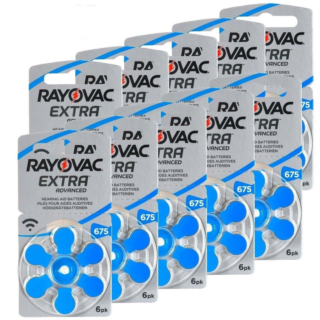 Rayovac Extra Advanced 675 baterijas dzirdes aparātiem, 60 gab. cena un informācija | Baterijas | 220.lv