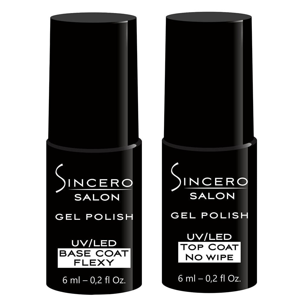 Komplekts Sincero Salon Base coat Flexy 6 ml + Top coat No wipe 6 ml cena un informācija | Nagu lakas, stiprinātāji | 220.lv