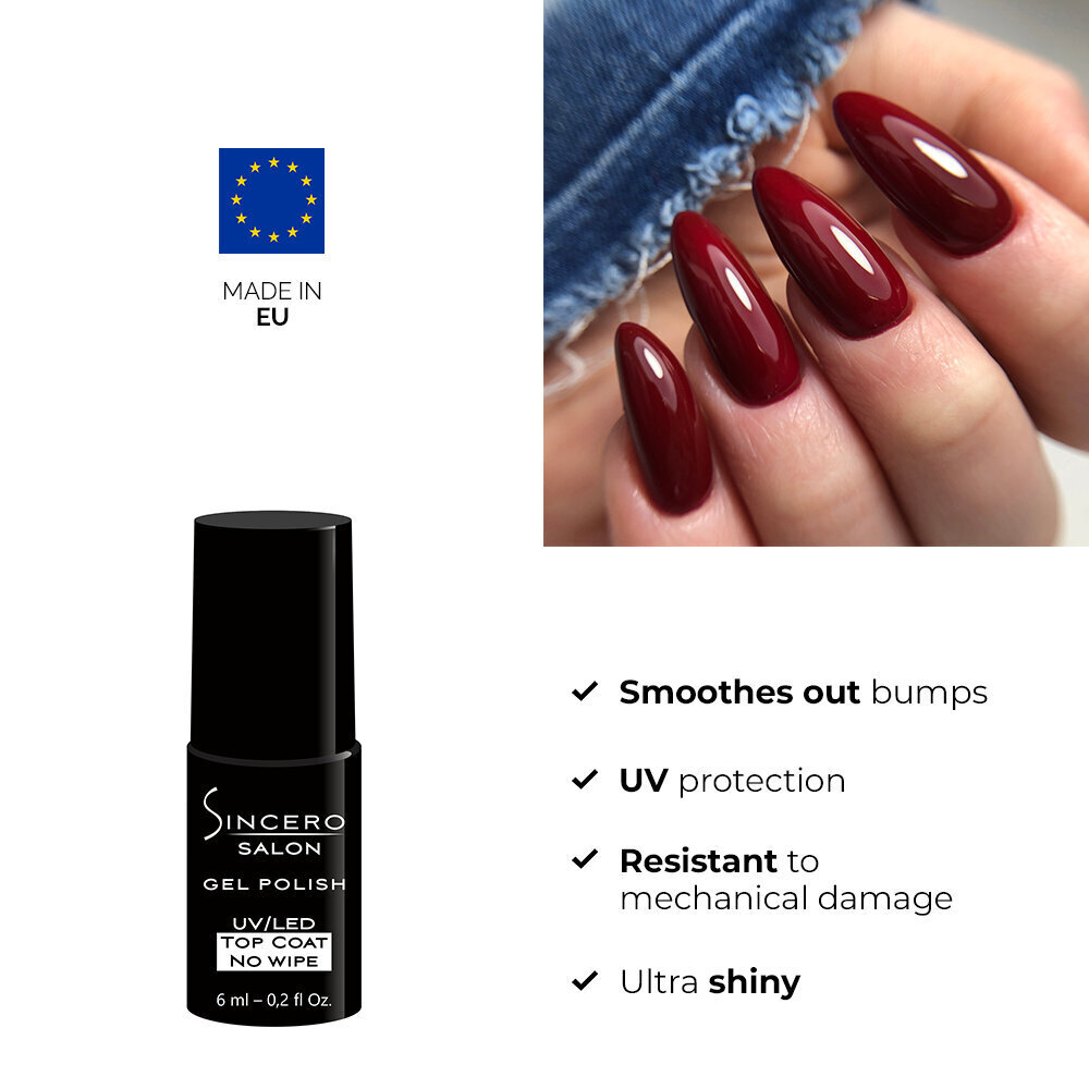 Komplekts Sincero Salon Base coat Flexy 6 ml + Top coat No wipe 6 ml cena un informācija | Nagu lakas, stiprinātāji | 220.lv