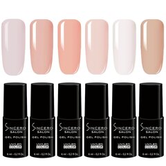 Gēla nagu laku Komplekts Sincero Salon Totally Nude, 6 gab. x 6 ml цена и информация | Лаки для ногтей, укрепители | 220.lv