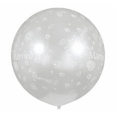 Balons GMS220, sfēras formas metālisks, ar uzrakstu Just Married cena un informācija | Baloni | 220.lv