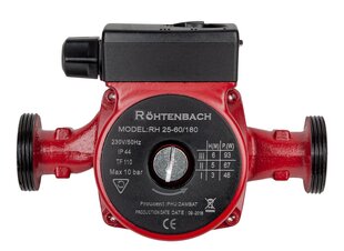 Cirkulācijas sūknis Rohtenbach RH 25-60/180 cena un informācija | Sūkņi tīram ūdenim | 220.lv