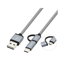 Универсальный кабель USB-MicroUSB/USB C CoolBox COO-CAB-U2MC: Цвет - Синий цена и информация | Кабели и провода | 220.lv