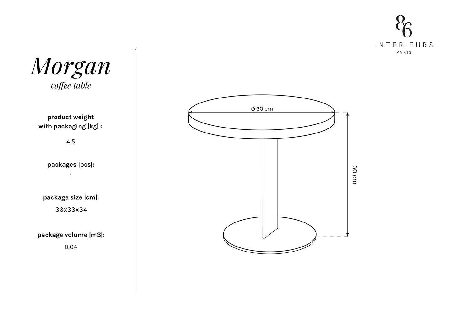 Kafijas galdiņš Interieurs86 Morgane, balts/melns cena un informācija | Žurnālgaldiņi | 220.lv