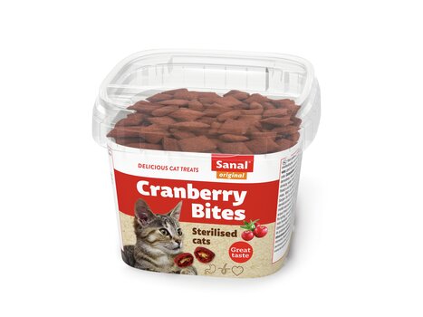 Кормовая добавка Sanal Cranberry & Chicken Bites cup для кошек 75г цена и информация | Лакомства для кошек | 220.lv