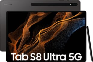 Samsung Galaxy Tab S8 Ultra 5G 8/128GB Graphite SM-X906BZAAEUE cena un informācija | Planšetdatori | 220.lv