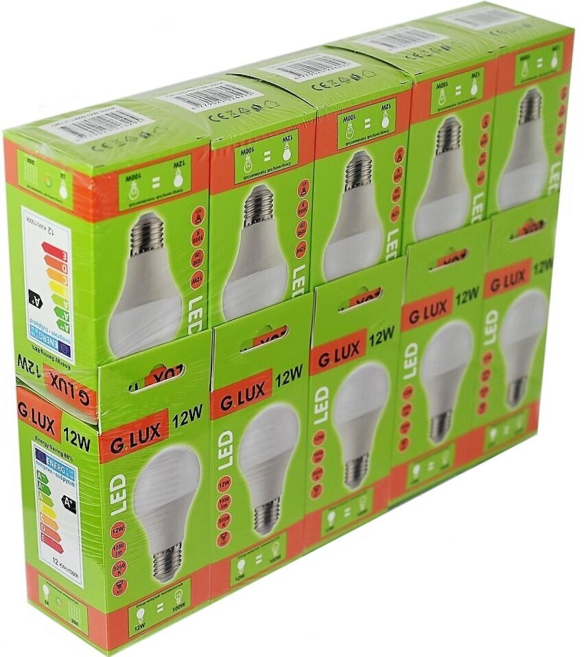 LED spuldzes G.LUX GR-LED-A60-12 W 3000K, 10 gab. цена и информация | Spuldzes | 220.lv