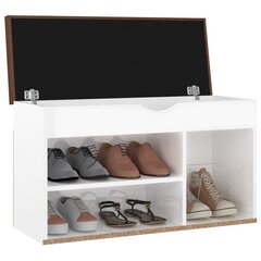 vidaXL apavu plaukts ar matraci, balts, 80x30x47 cm, skaidu plāksne цена и информация | Полки для обуви, банкетки | 220.lv