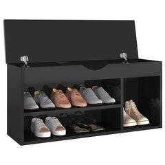 vidaXL apavu plaukts ar matraci, melns, 104x30x49 cm, skaidu plāksne цена и информация | Полки для обуви, банкетки | 220.lv