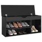 vidaXL apavu plaukts ar matraci, melns, 104x30x49 cm, skaidu plāksne cena un informācija | Apavu skapji, apavu plaukti, priekšnama soliņi | 220.lv