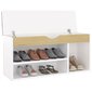 vidaXL apavu plaukts ar matraci, balta un ozolkoka krāsa, 104x30x49 cm cena un informācija | Apavu skapji, apavu plaukti, priekšnama soliņi | 220.lv