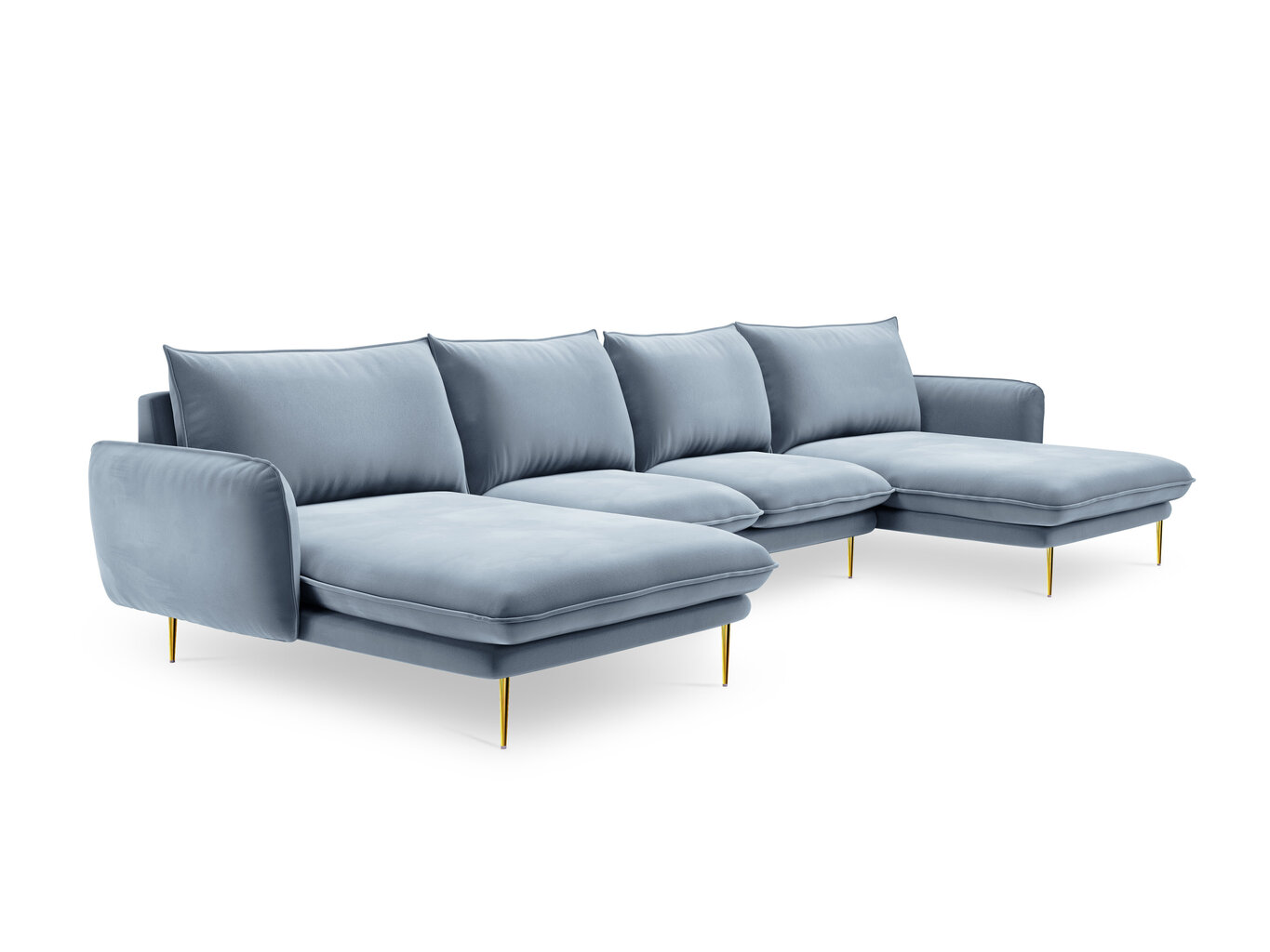 Stūra dīvāns Cosmopolitan Design Vienna 6S, gaiši zils/melns cena un informācija | Stūra dīvāni | 220.lv