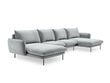 Stūra dīvāns Cosmopolitan Design Vienna 6S, gaiši pelēks/melns cena un informācija | Stūra dīvāni | 220.lv