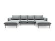 Stūra dīvāns Cosmopolitan Design Vienna 6S, gaiši pelēks/melns cena un informācija | Stūra dīvāni | 220.lv