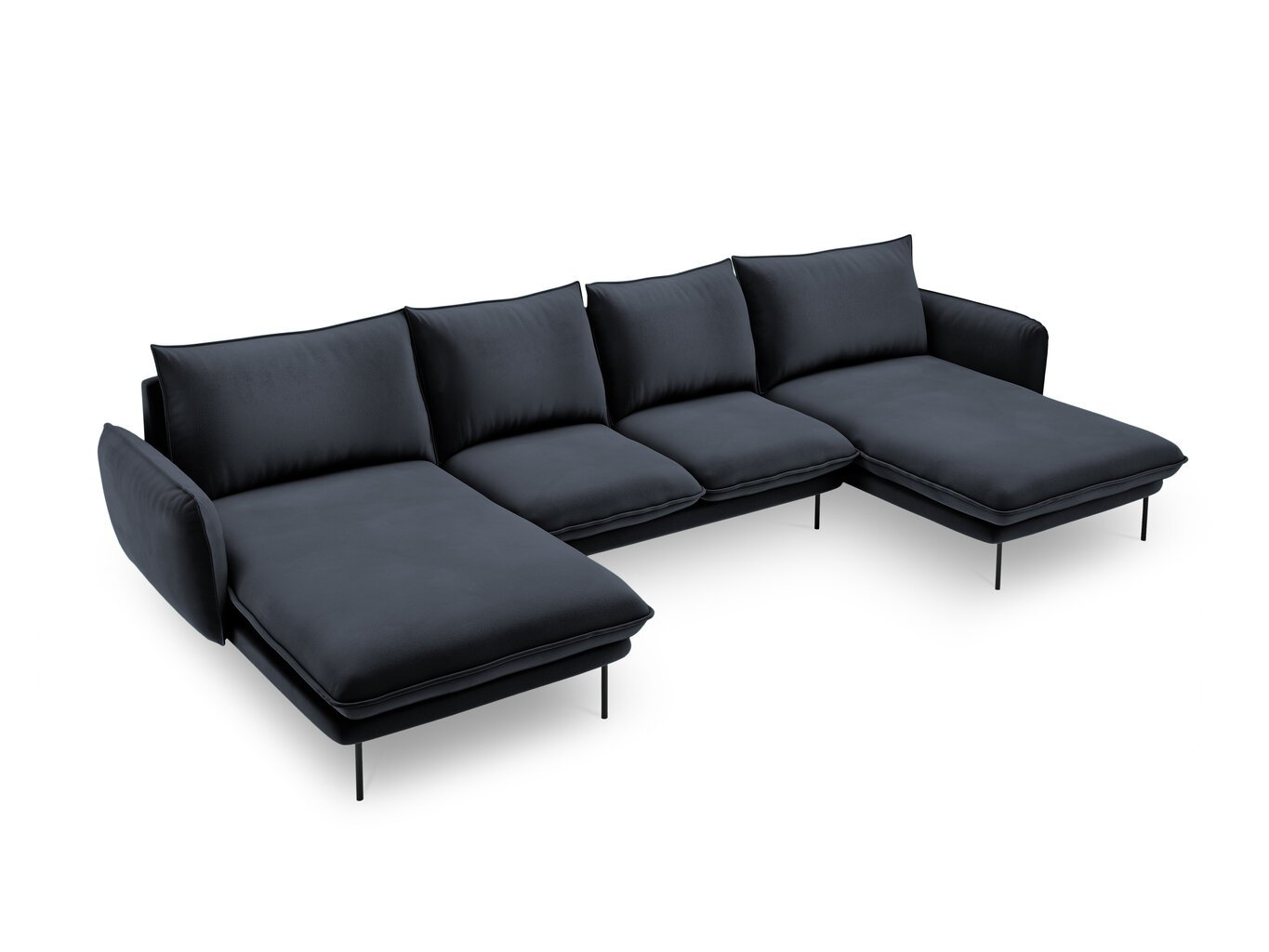 Stūra dīvāns Cosmopolitan Design Vienna 6S, tumši zils/melns цена и информация | Stūra dīvāni | 220.lv