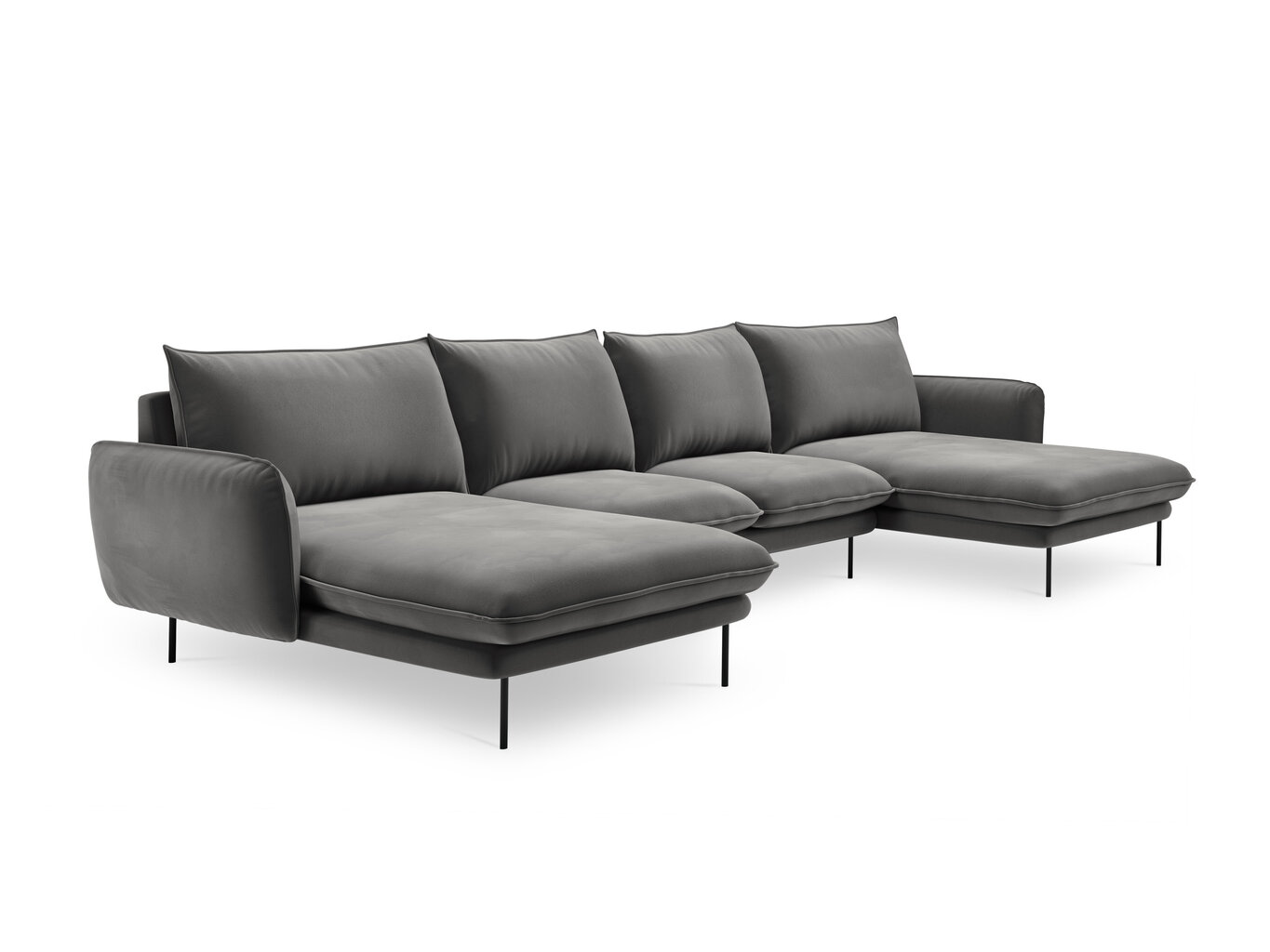 Stūra dīvāns Cosmopolitan Design Vienna 6S, pelēks/melns cena un informācija | Stūra dīvāni | 220.lv