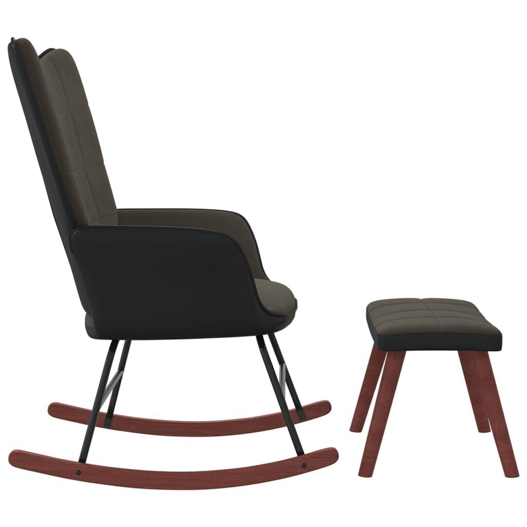 Šūpuļkrēsls ar kāju balstu, tumši pelēks cena un informācija | Atpūtas krēsli | 220.lv