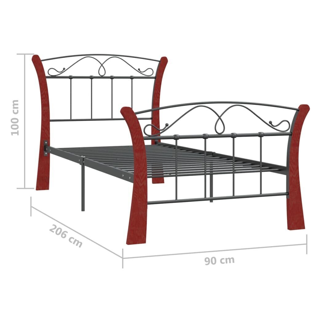 vidaXL gultas rāmis, melns metāls, 90x200 cm cena un informācija | Gultas | 220.lv