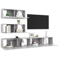 vidaXL 4-daļīgs TV skapīšu komplekts, betona pelēks, skaidu plāksne cena un informācija | TV galdiņi | 220.lv