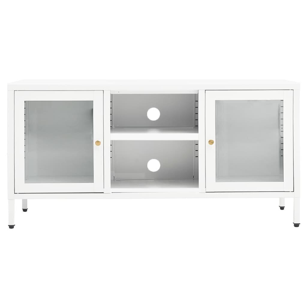 vidaXL TV skapītis, balts, 105x35x52 cm, tērauds un stikls cena un informācija | TV galdiņi | 220.lv