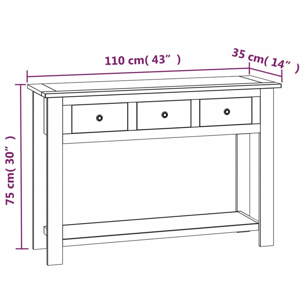 vidaXL konsoles galdiņš, 110x35x75 cm, ozola masīvkoks cena un informācija | Žurnālgaldiņi | 220.lv