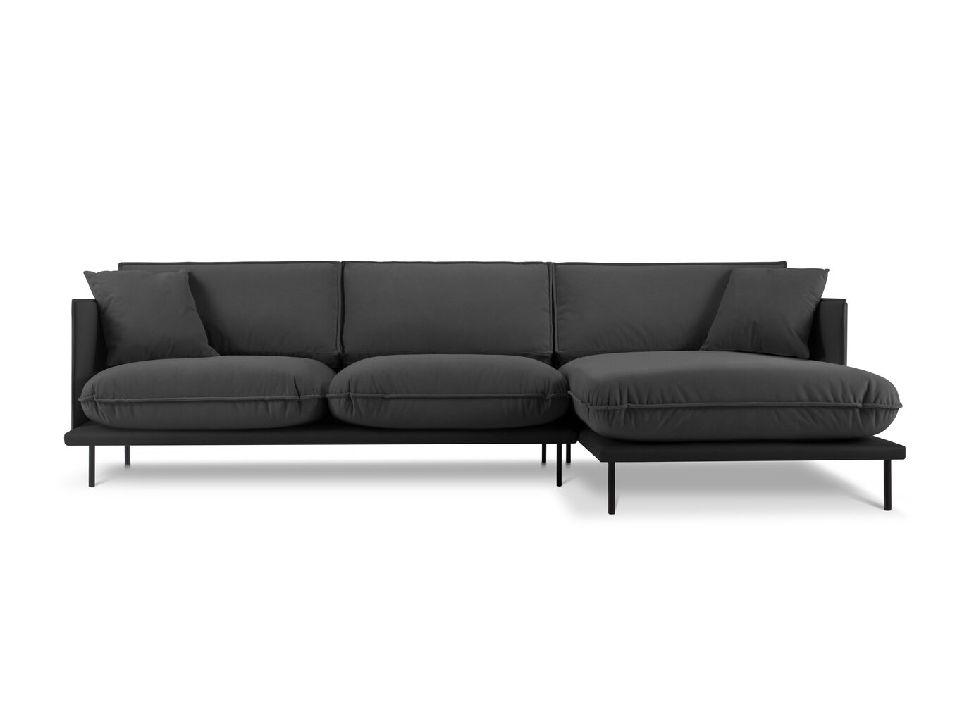 Stūra dīvāns Interieus86 Auguste 5S, tumši pelēks/melns cena un informācija | Stūra dīvāni | 220.lv