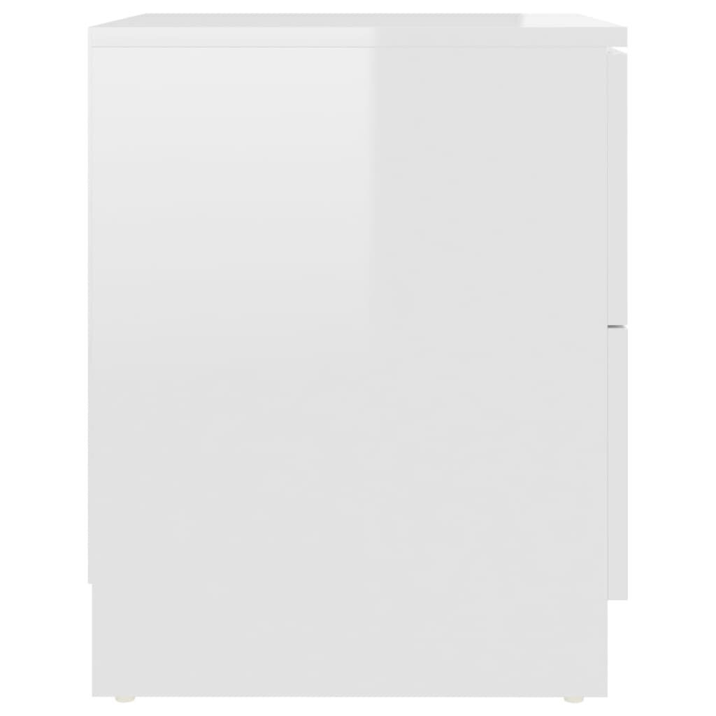 vidaXL naktsskapīši, 2 gab., spīdīgi balti, 40x40x50 cm, skaidu plātne cena un informācija | Naktsskapīši | 220.lv