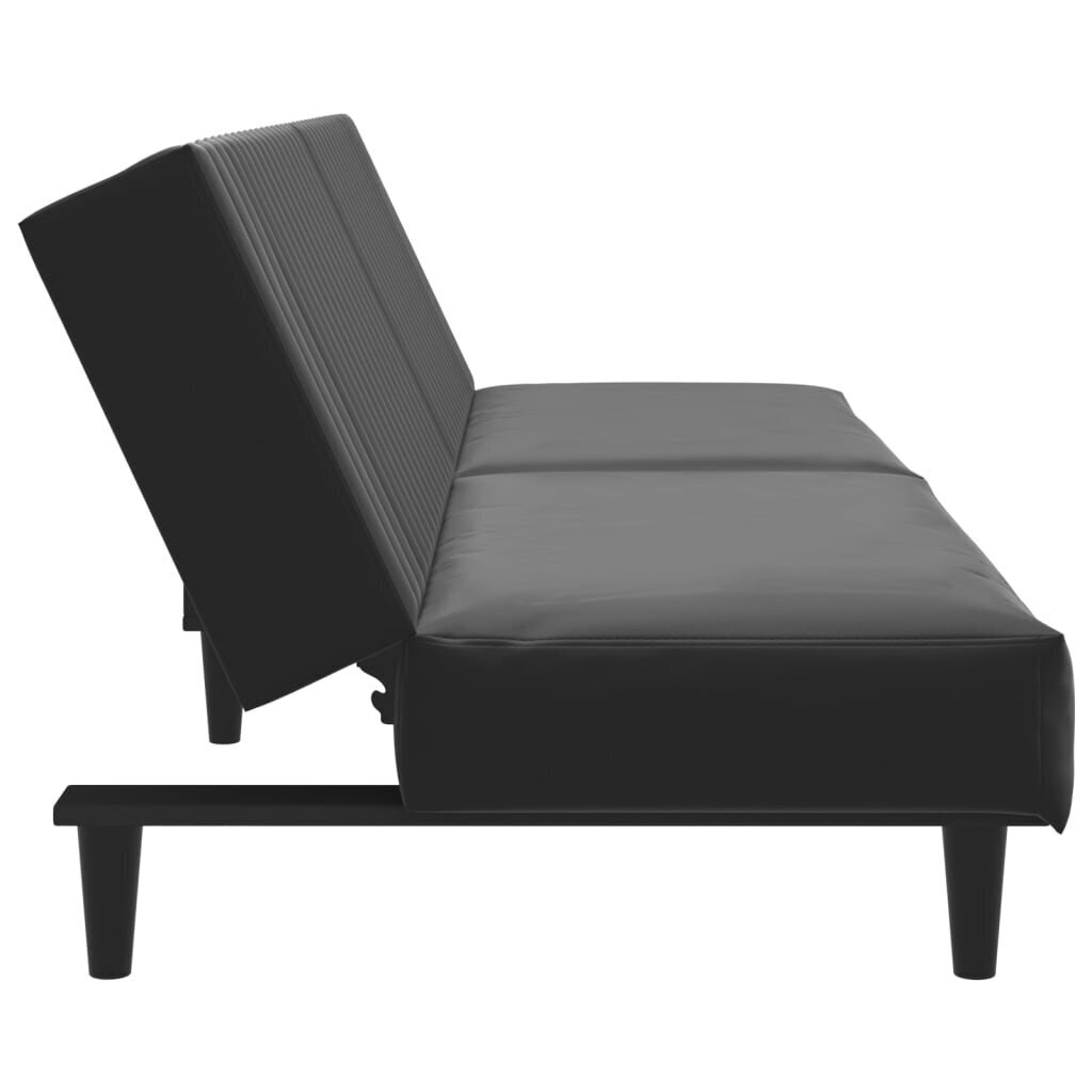 vidaXL 2-vietīga dīvāngulta, melna mākslīgā āda cena un informācija | Dīvāni | 220.lv