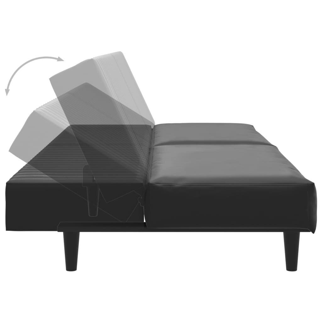 vidaXL 2-vietīga dīvāngulta, melna mākslīgā āda cena un informācija | Dīvāni | 220.lv