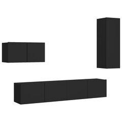 vidaXL 4-daļīgs TV skapīšu komplekts, melns, skaidu plāksne cena un informācija | TV galdiņi | 220.lv