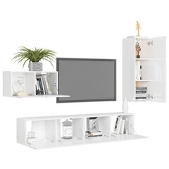 vidaXL 4-daļīgs TV skapīšu komplekts, spīdīgi balts, skaidu plāksne cena un informācija | TV galdiņi | 220.lv