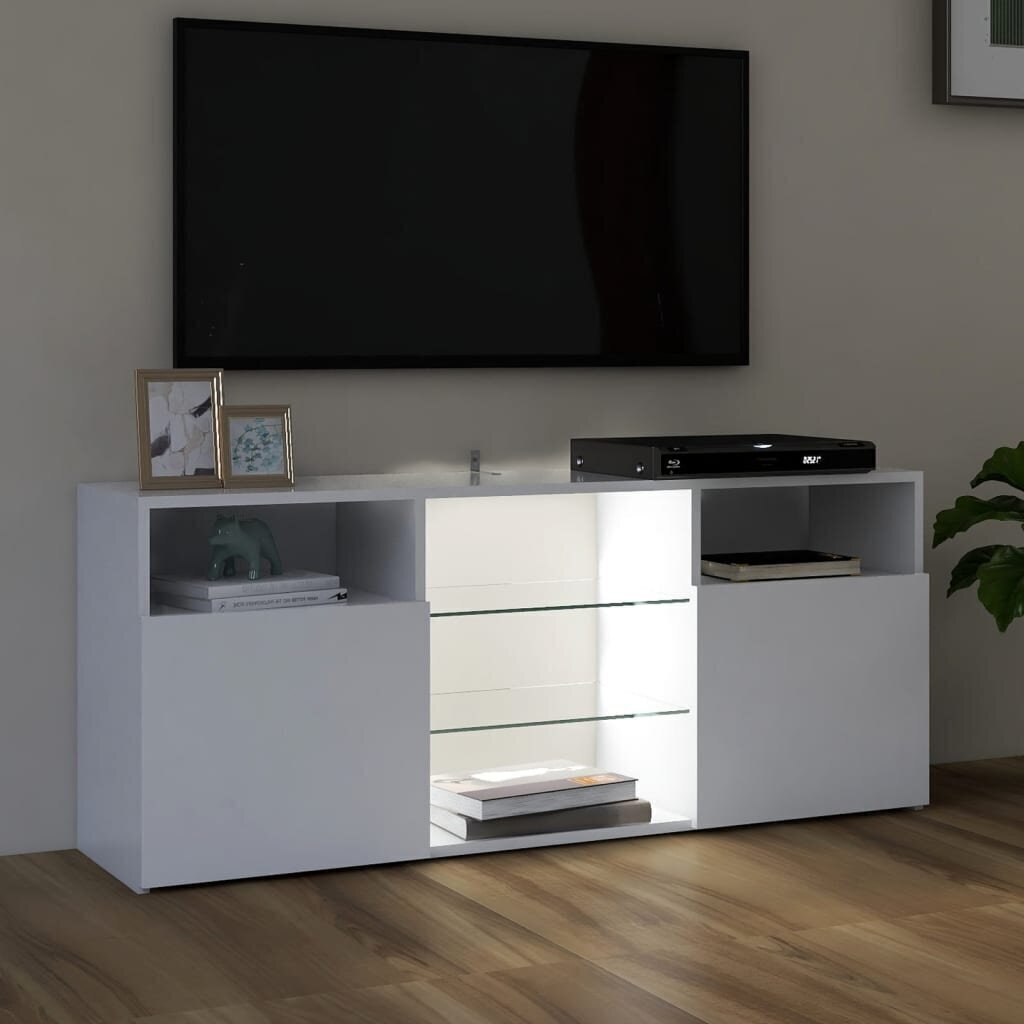 vidaXL TV galdiņš ar LED lampiņām, balts, 120x30x50 cm cena un informācija | TV galdiņi | 220.lv