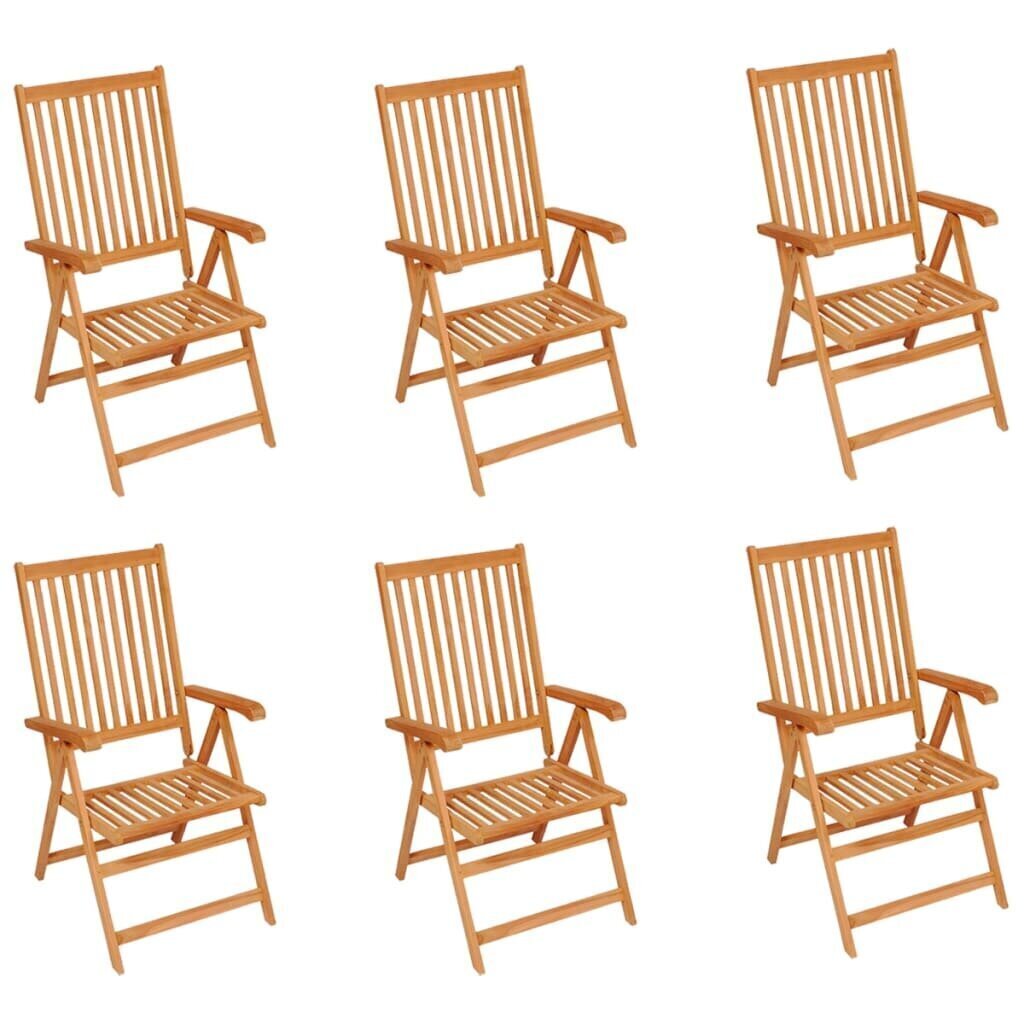 vidaXL dārza krēsli, 6 gab., pelēki matrači, masīvs tīkkoks cena un informācija | Dārza krēsli | 220.lv