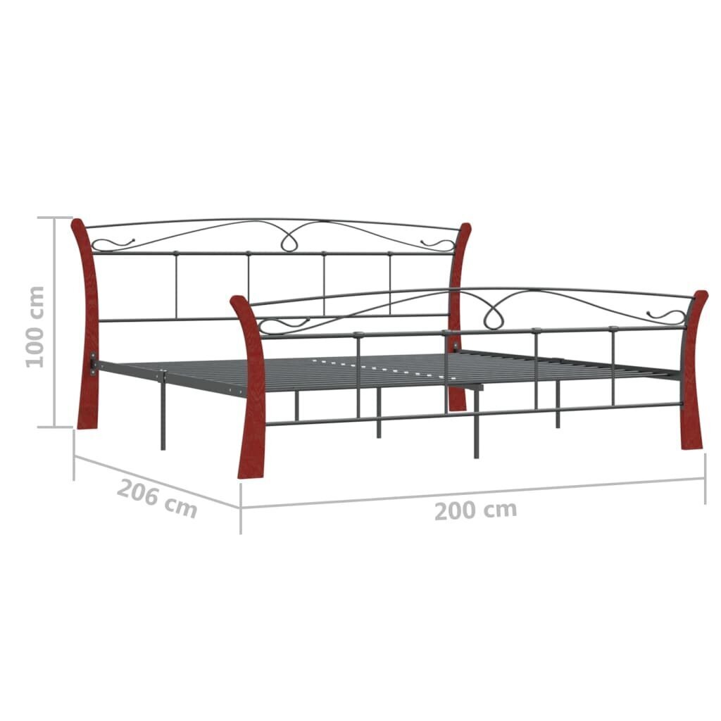 vidaXL gultas rāmis, melns metāls, 200x200 cm cena un informācija | Gultas | 220.lv