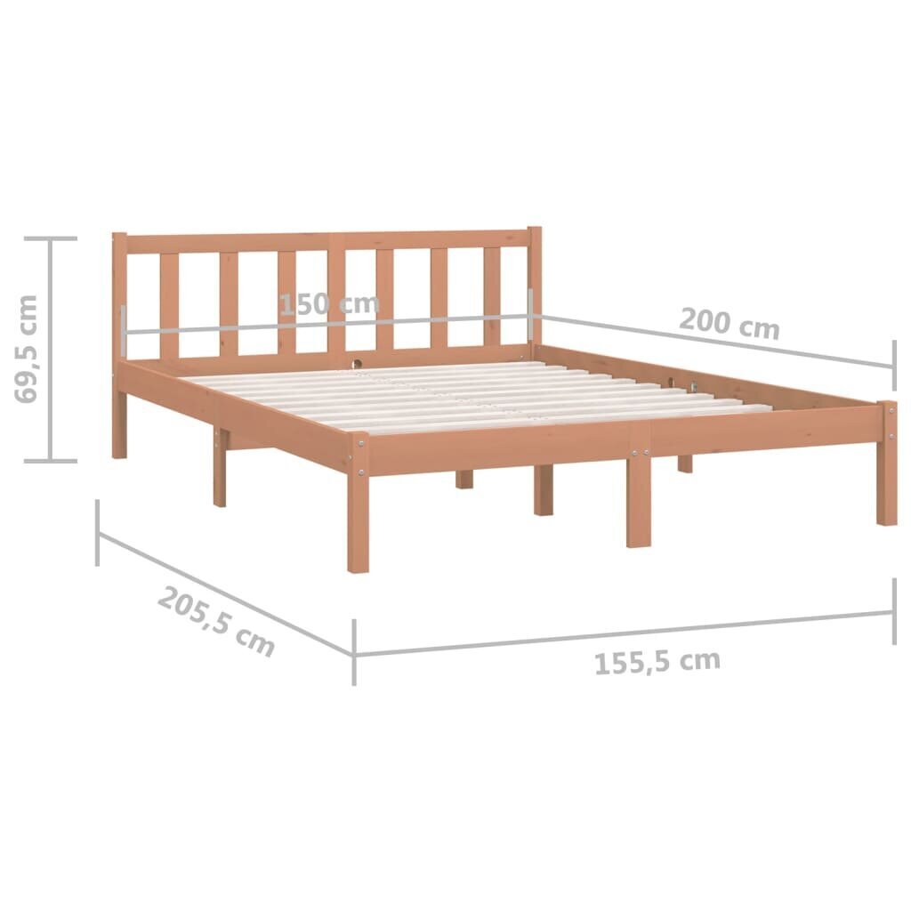 vidaXL gultas rāmis, medus brūns, priedes masīvkoks, 150x200 cm cena un informācija | Gultas | 220.lv