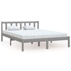 vidaXL gultas rāmis, pelēks, 160x200 cm, priedes masīvkoks цена и информация | Кровати | 220.lv